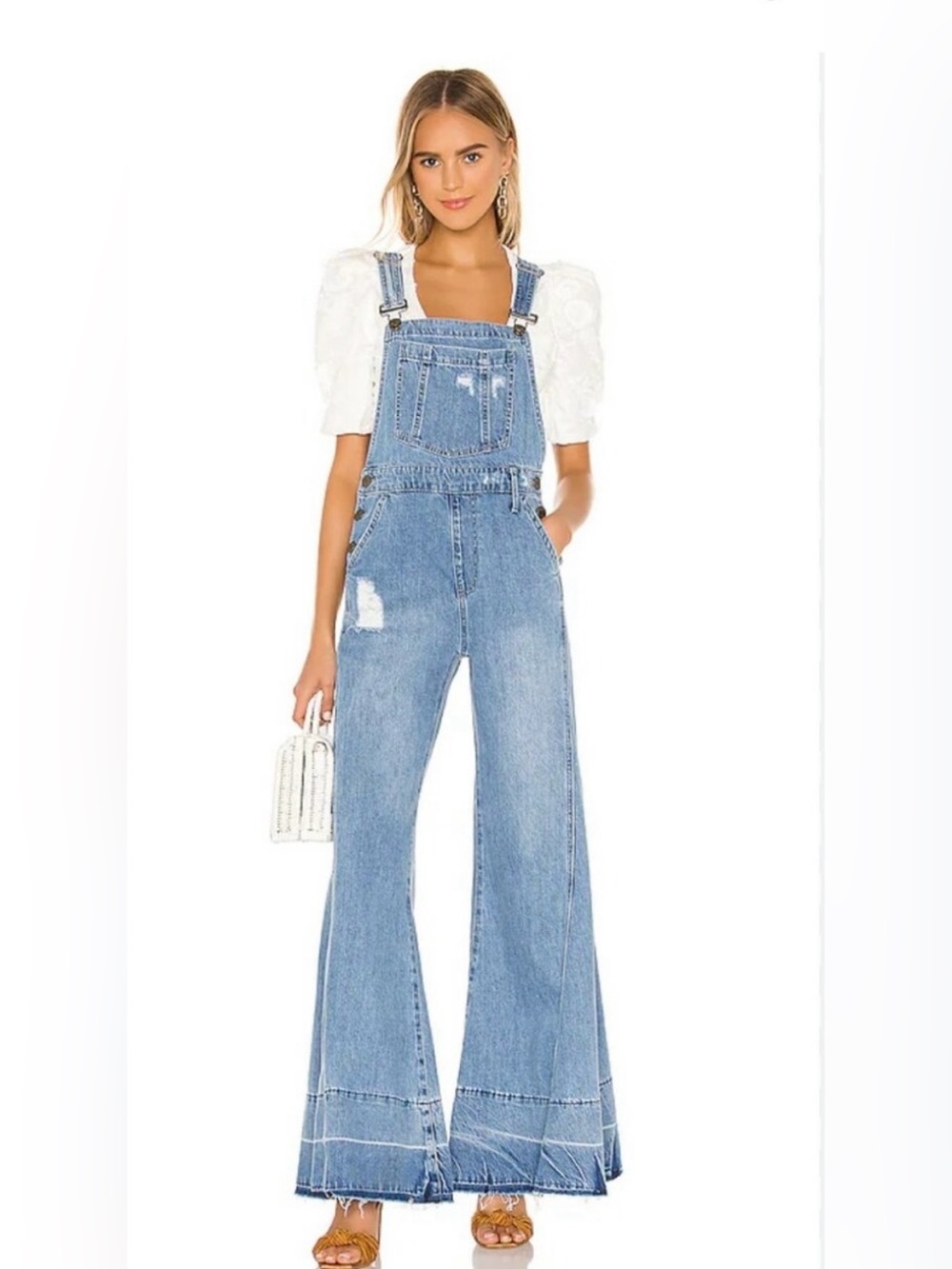 Light Blue Denim Overalls - Flared Women Jeans